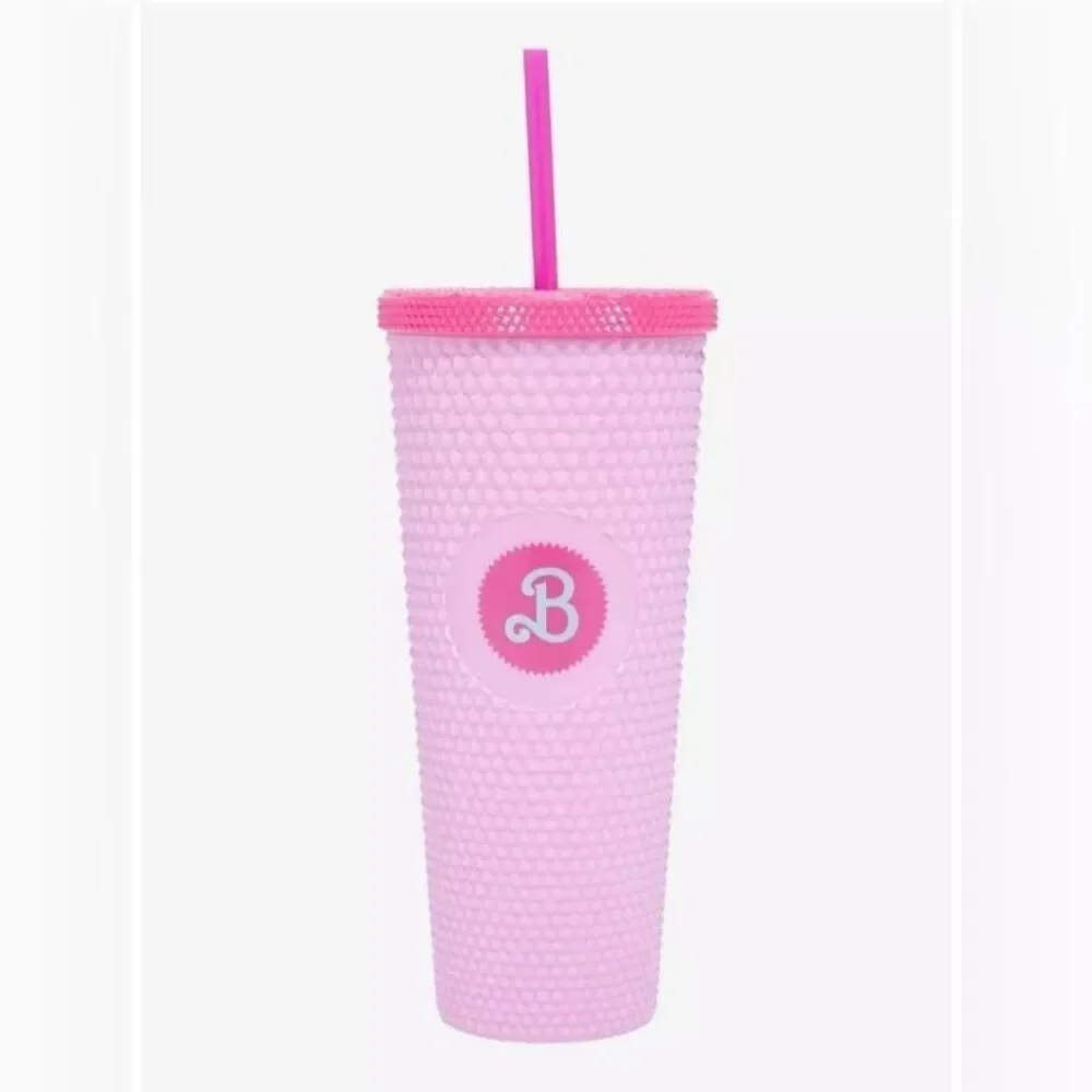 Barbie Set of 3 Pink Large Pyramid Acrylic Travel Cups